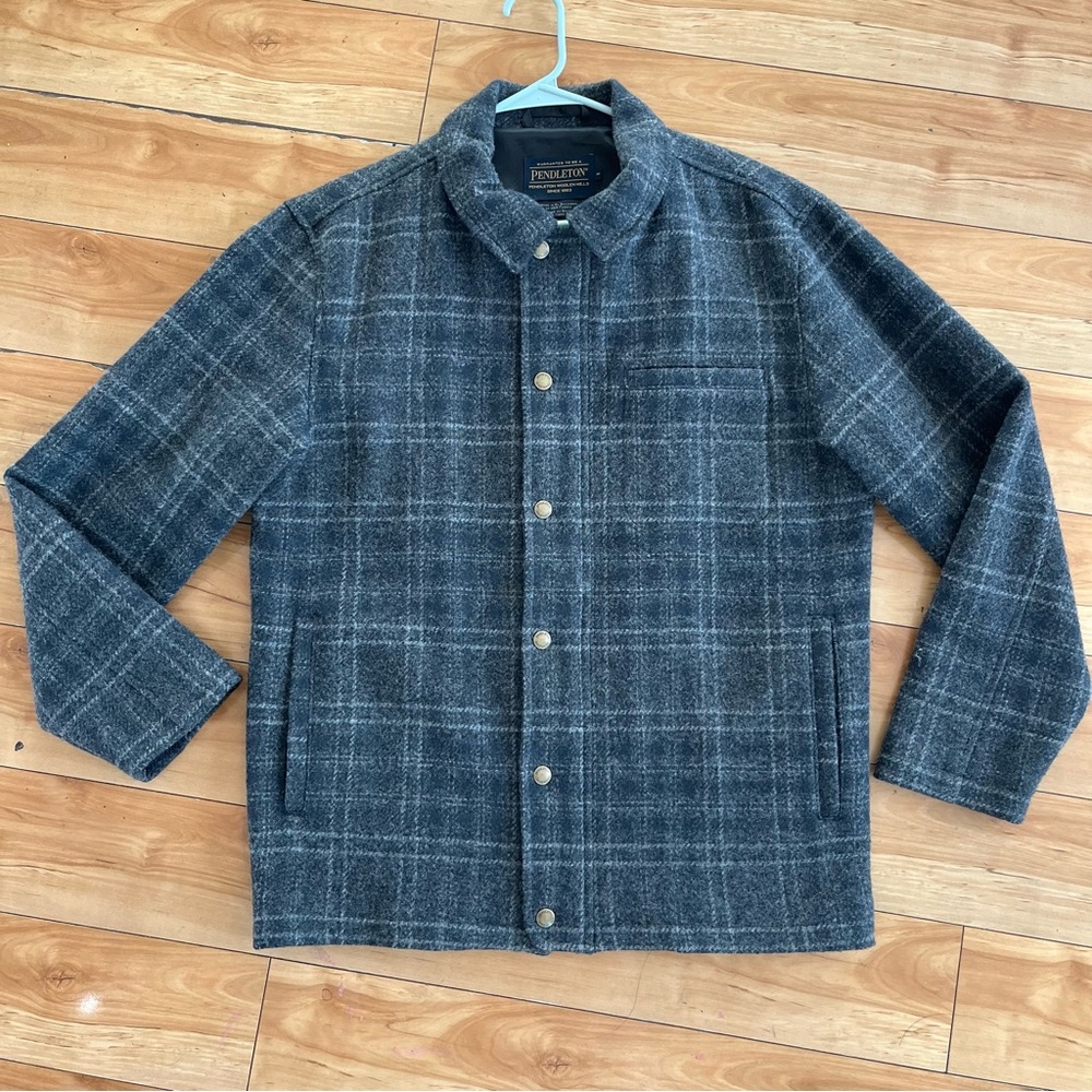 Pendleton Wool Jacket Coat Size Medium Plaid Navy… - image 1